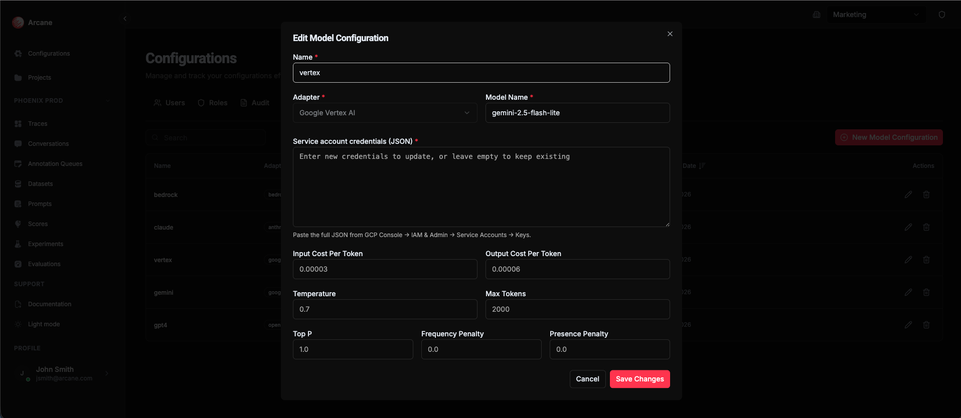 Google Vertex AI Configuration
