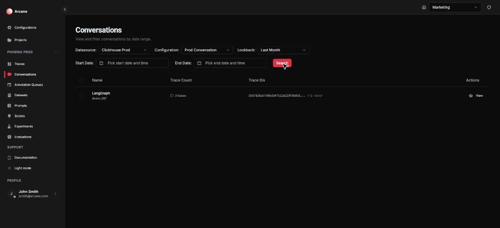 Conversations search results