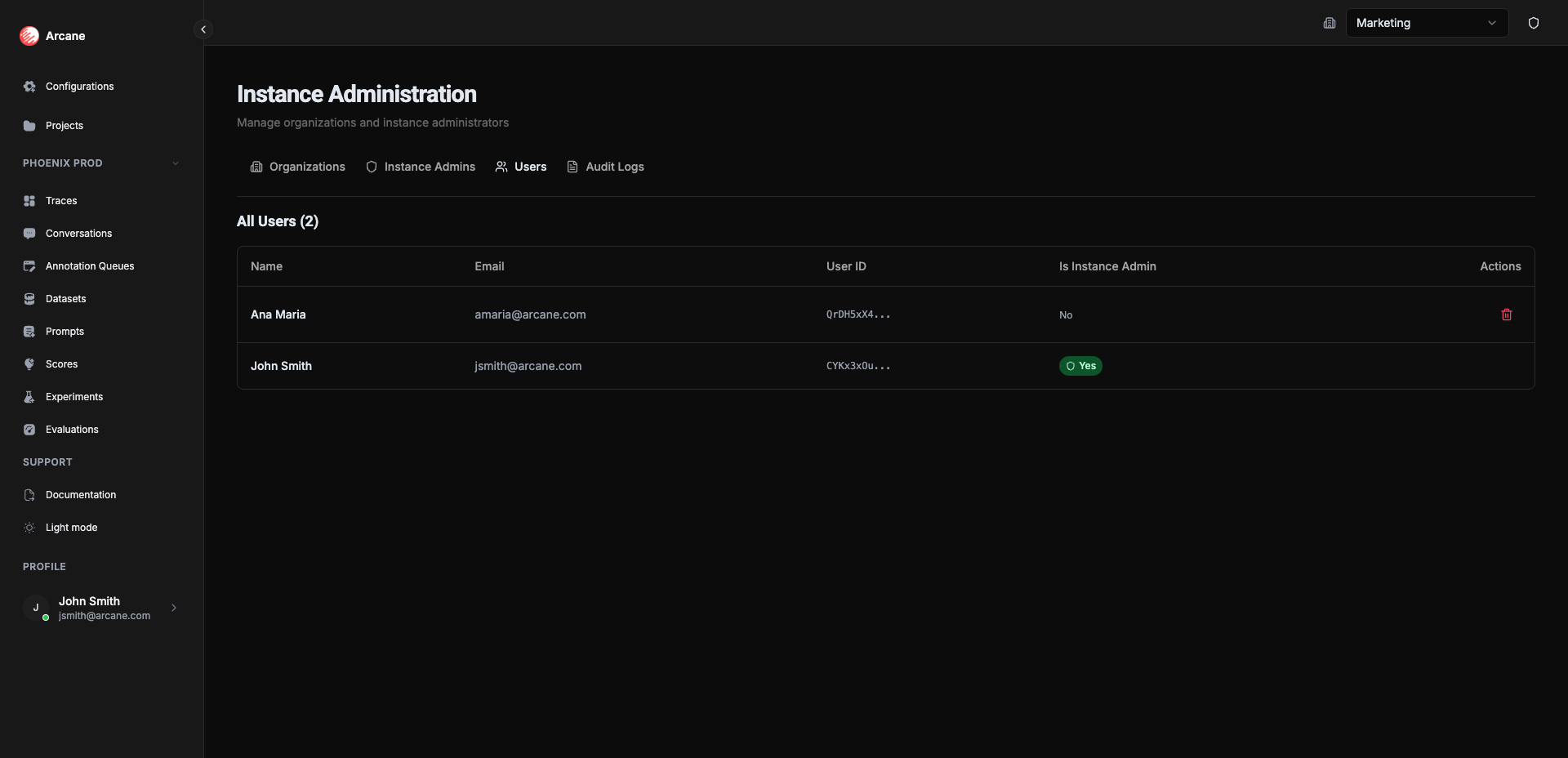 Instance Administration