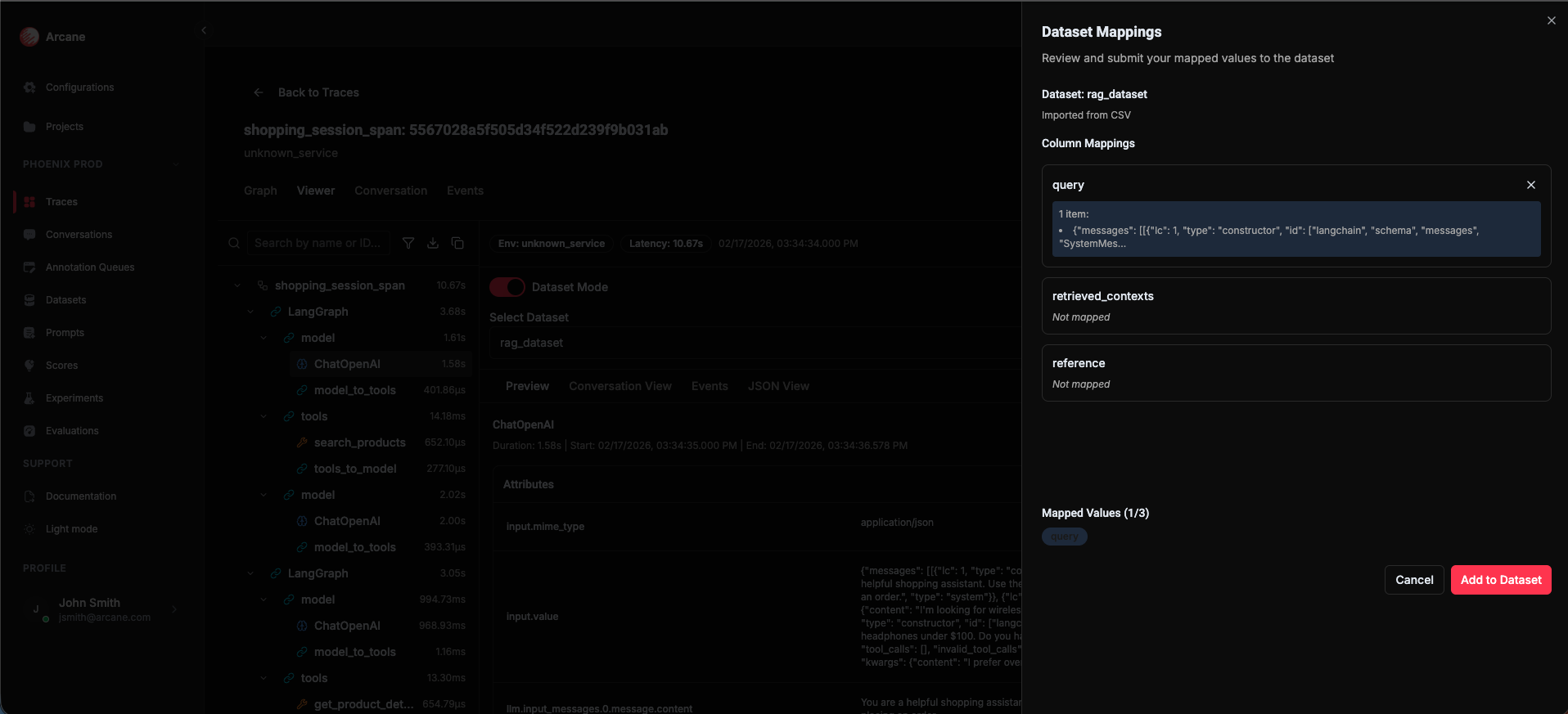 Dataset Mappings view